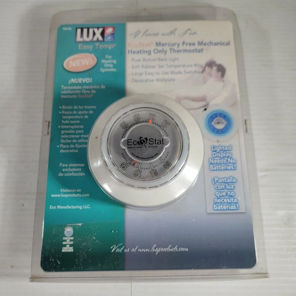 Lux Easy Temp THC15 Heating Cooling Mechanical‎ Thermostat Lighted Display